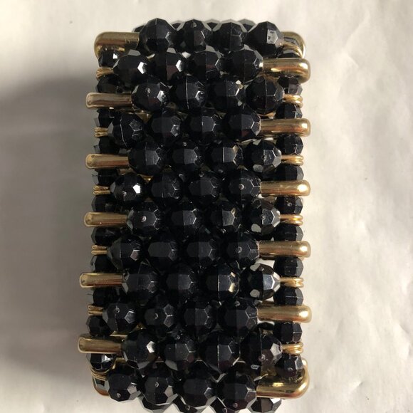 Beautiful bracelet black beads elastic metal spacer multimedia - Picture 2 of 6